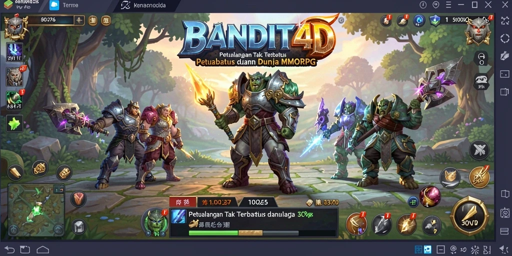Screenshot utama BANDIT4D menampilkan pemain yang beraksi dalam pertarungan epik.