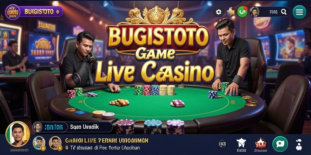 Screenshot gameplay BUGISTOTO menampilkan dealer profesional dan interaksi pemain.