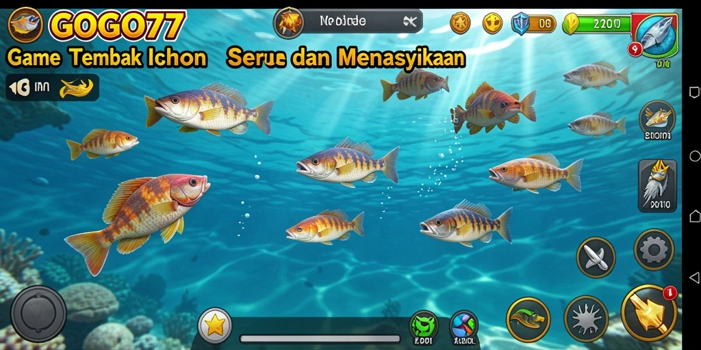 Tampilan gameplay GOGO77 yang seru dalam menembak ikan.