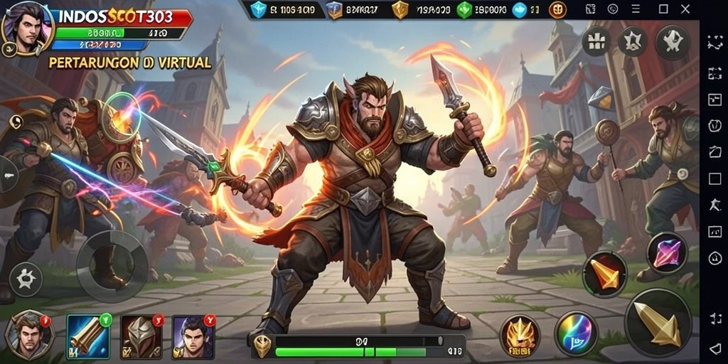 Tangkapan layar gameplay INDOSLOT303 menampilkan pertarungan mendebarkan antar karakter.