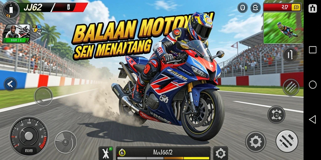Gameplay balapan motor yang menegangkan dan seru di JJ62.