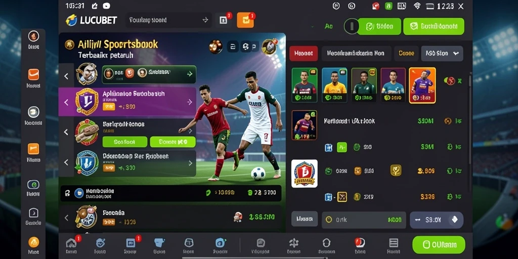 Tampilan antarmuka pengguna LUCUBET saat memasang taruhan olahraga.