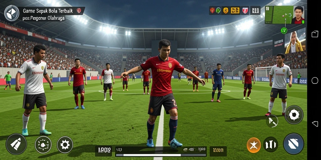 Screenshot MPO08 menampilkan aksi seru di lapangan sepak bola.