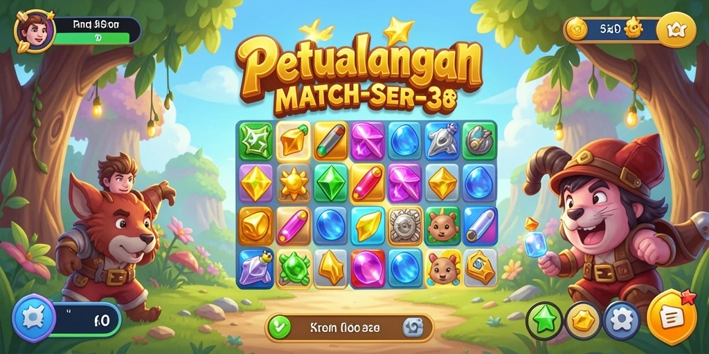 Tampilan gameplay N06 dengan warna-warni cerah dan tantangan mencocokkan.