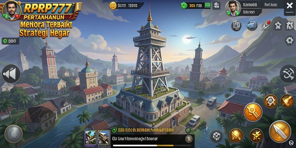 Tangkapan layar gameplay RPRP777 menampilkan menara yang siap bertahan melawan gelombang musuh.