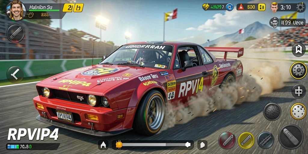 Tangkapan layar gameplay RPVIP4 menampilkan kecanggihan dalam balapan.