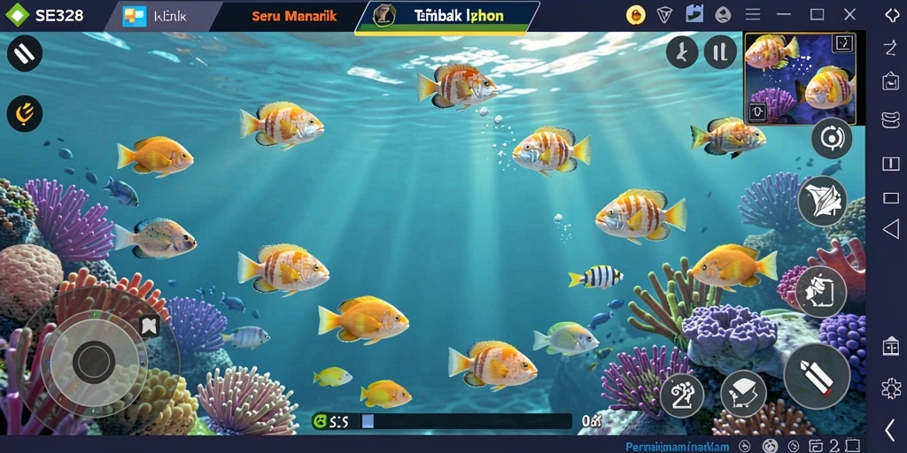 Gameplay Tembak Ikan yang seru dan penuh warna.