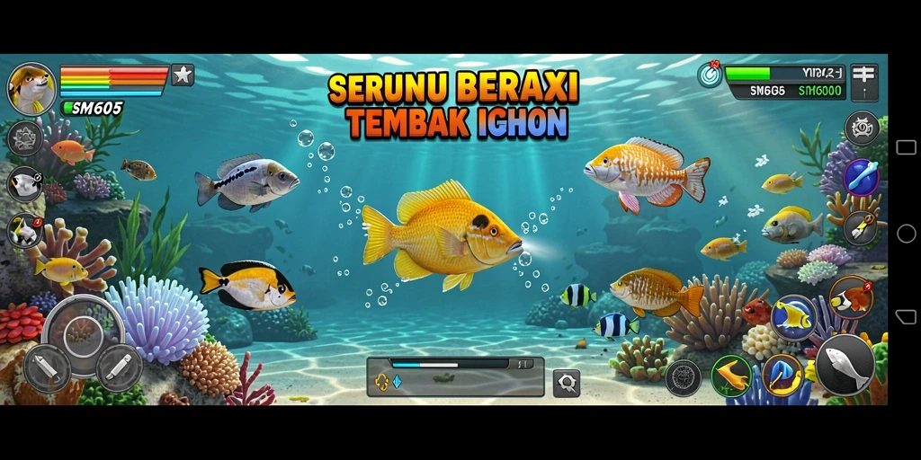 Gameplay seru dengan aksi menembak ikan yang mengasyikkan.