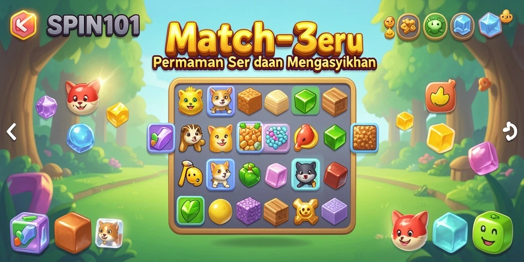 Tampilan gameplay SPIN101 yang penuh warna dan menantang.