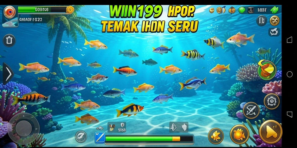 Screenshot gameplay WIN199 menampilkan aksi seru menangkap ikan.